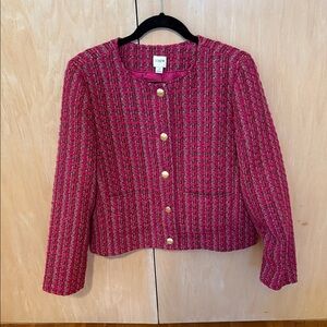 J. Crew Pink Tweed Blazer with Gold Buttons